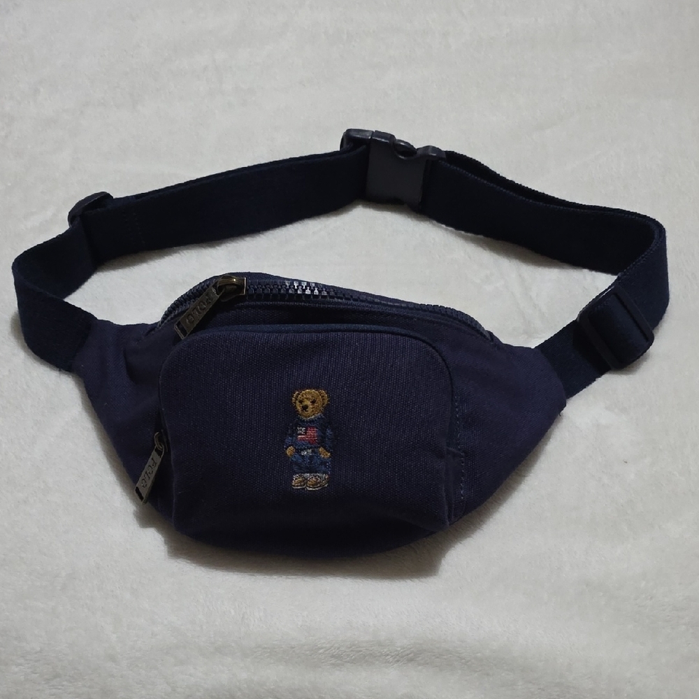 Navy Blue Teddy Bear‎ Embroidered Men's Waist Bag